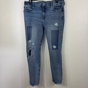 GAP Denim Jeans size 10 casual patchwork‎ true skinny Distressed Ankle Jeans